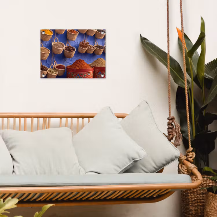 Gartenposter - Gewürze – Körbe – Markt - Kruiden - Manden - Markt tuinposter los doek klein