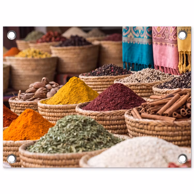Gartenposter - Gewürze – Körbe – Orientalisch - Kruiden - Manden - Oosters tuinposter los doek klein