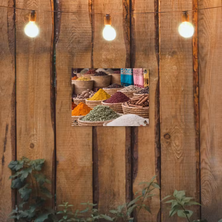 Gartenposter - Gewürze – Körbe – Orientalisch - Kruiden - Manden - Oosters tuinposter los doek klein