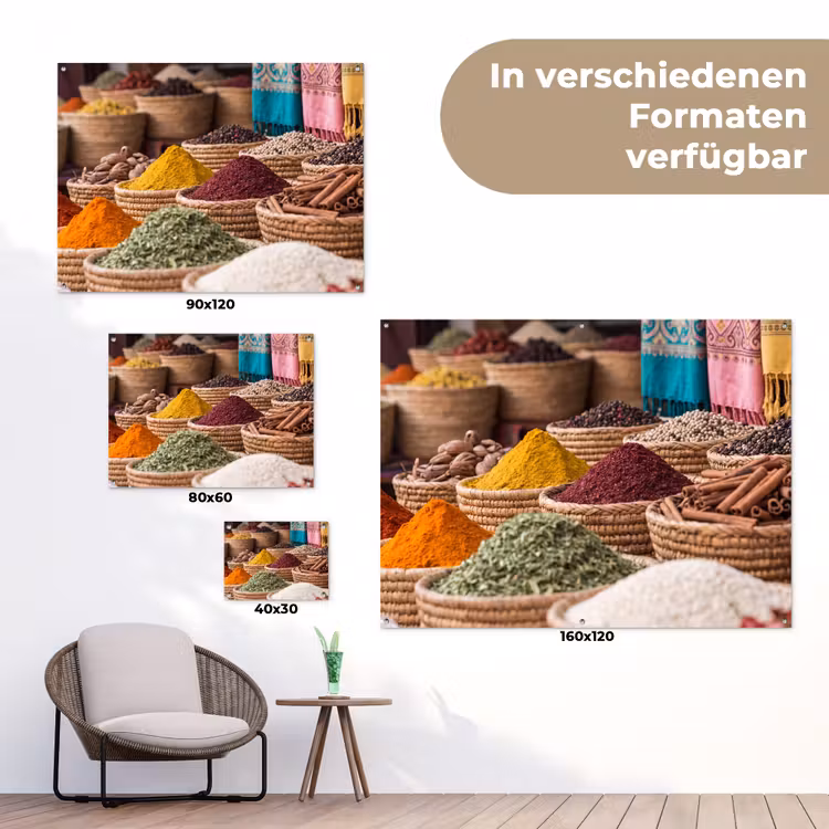 Gartenposter - Gewürze – Körbe – Orientalisch - Kruiden - Manden - Oosters tuinposter los doek klein