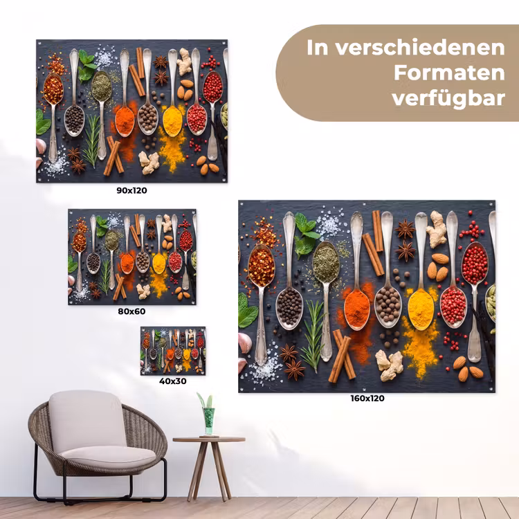 Kruiden - Lepels - Culinair - Kleurrijk - Sfeervol tuinposter los doek klein -Xsfeer9_DE