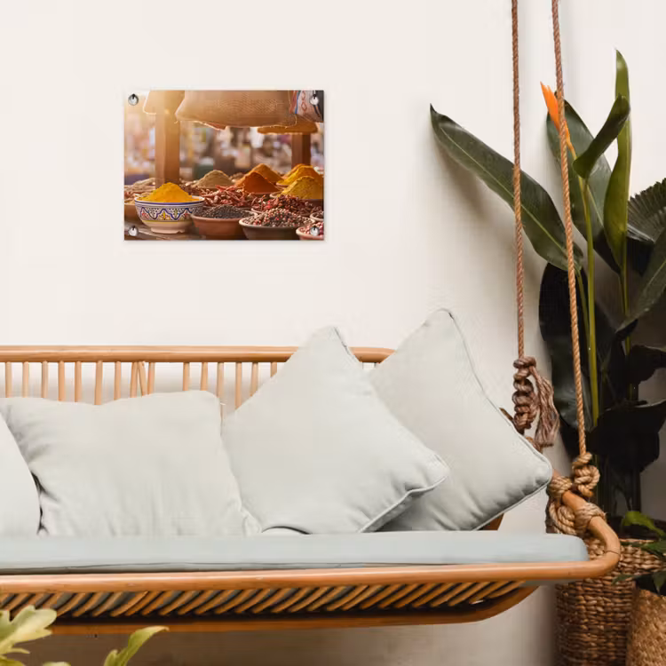 Gartenposter - Gewürze – Markt – Bunt - Specerijen - Markt - Kleurrijk tuinposter los doek klein
