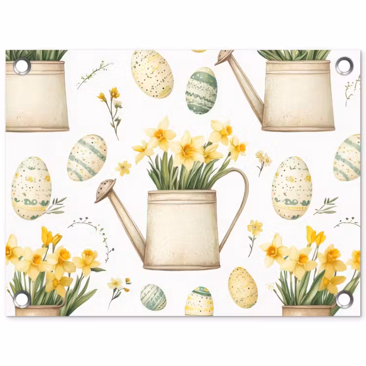 Gieter - Bloemen - Eieren tuinposter los doek klein -3d