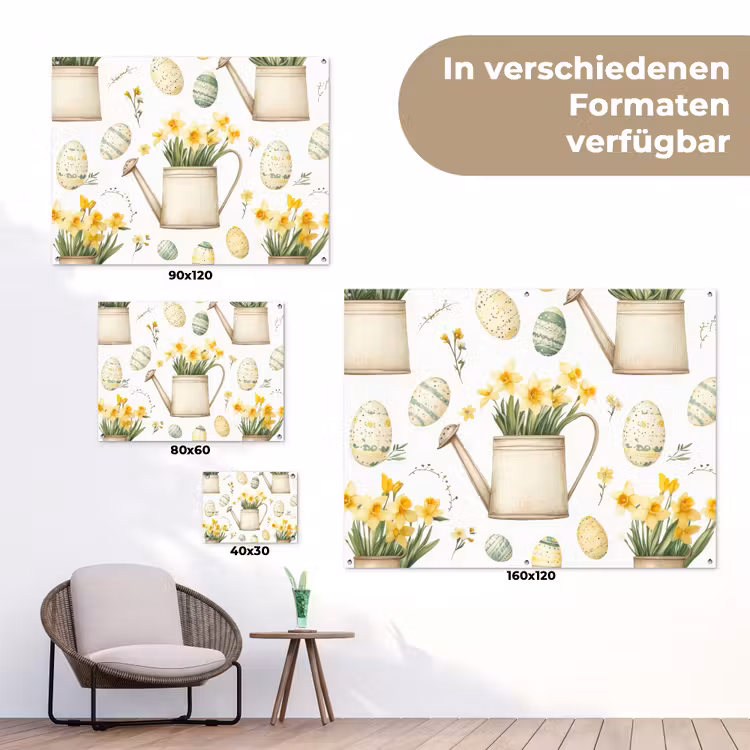Gieter - Bloemen - Eieren tuinposter los doek klein -Xsfeer9_DE