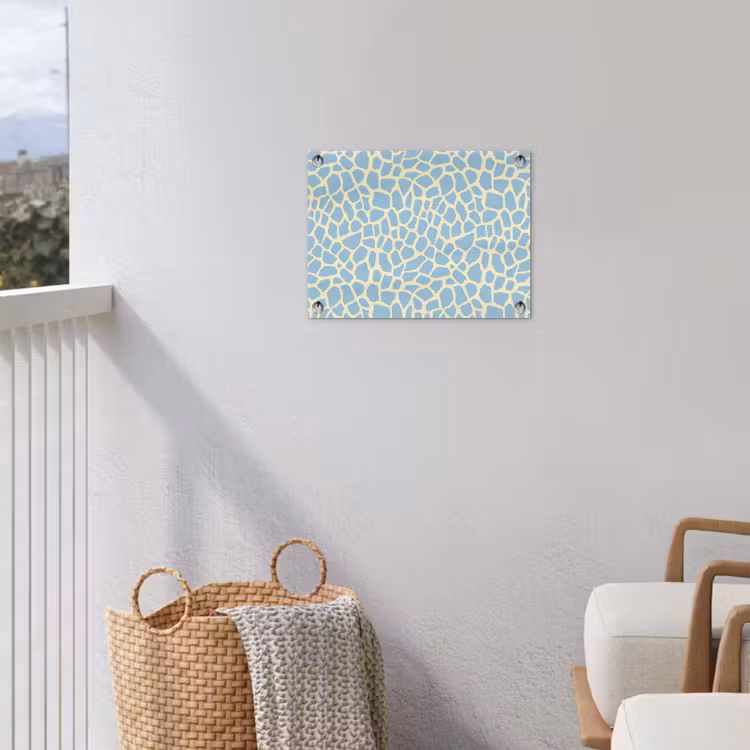 Giraf - Modern - Blauw tuinposter los doek klein 239 -sfeer8