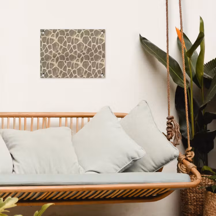 Giraf - Patroon - Beige - Bruin tuinposter los doek klein 239 -sfeer7