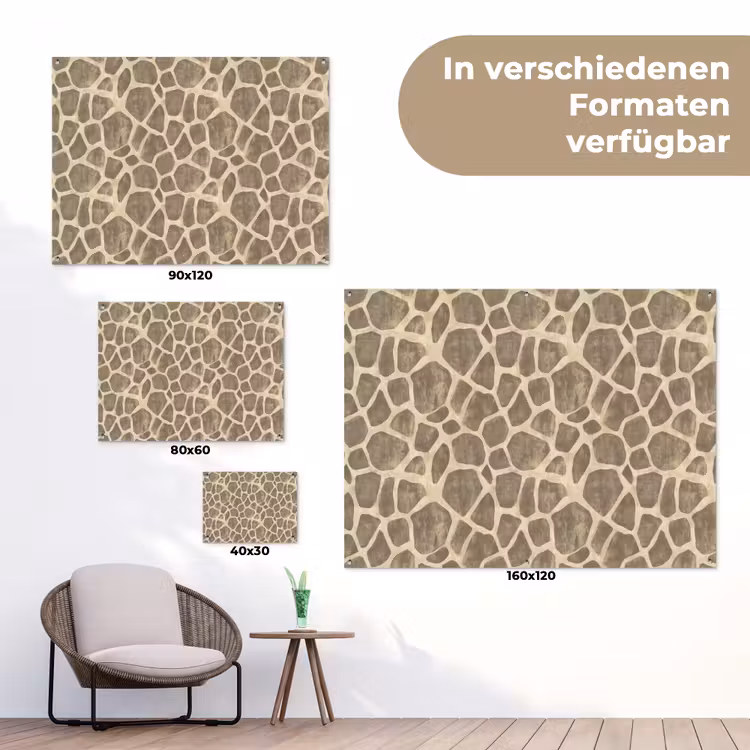 Giraf - Patroon - Beige - Bruin tuinposter los doek klein 239 -Xsfeer9_DE