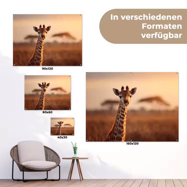Giraf - Savanne - Bruin tuinposter los doek klein -Xsfeer9_DE