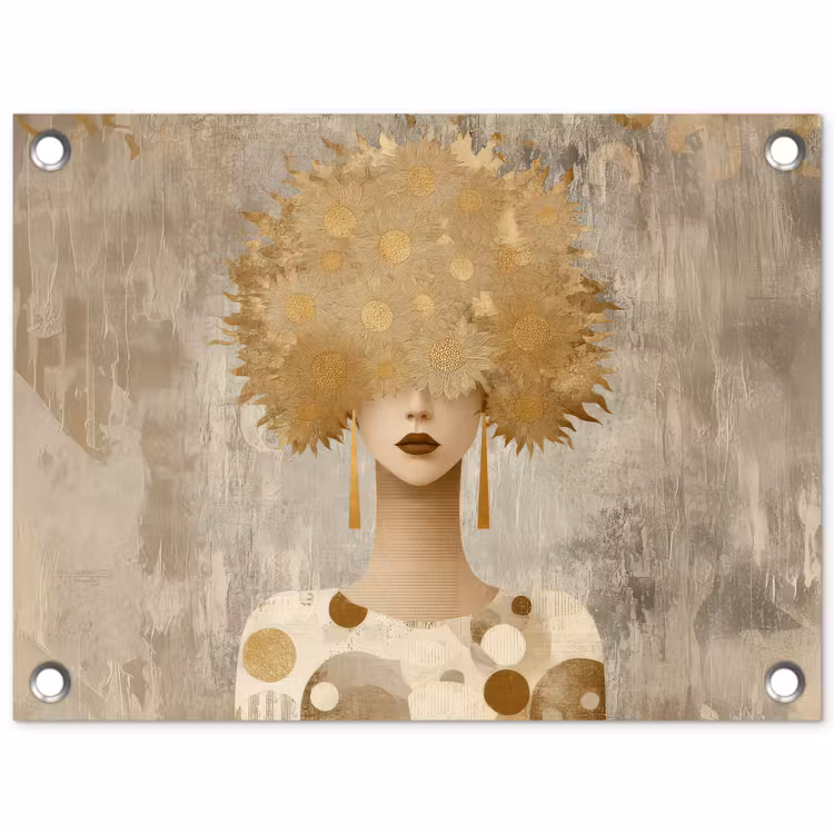 Goud - Portret - Vrouw tuinposter los doek klein -3d