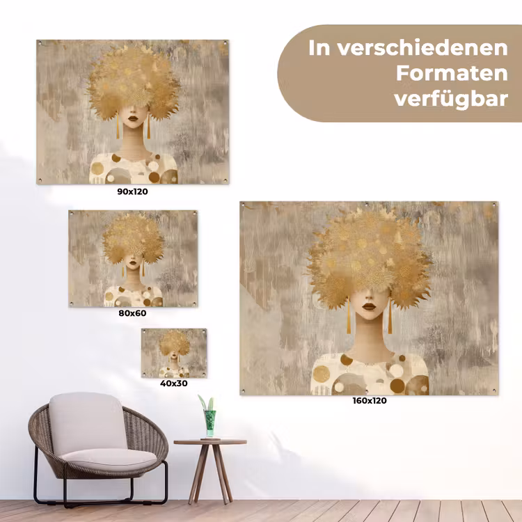 Goud - Portret - Vrouw tuinposter los doek klein -Xsfeer9_DE