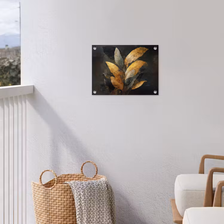 Gouden Bladcompositie – Botanische Luxe tuinposter los doek klein -sfeer8