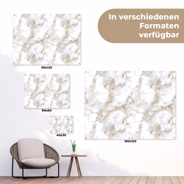 Gouden aders - Marmer - Wit tuinposter los doek klein 239 -Xsfeer9_DE