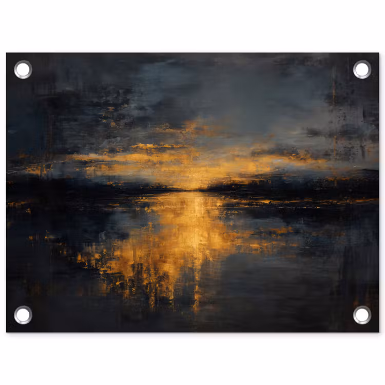 Gouden Reflectie op Water tuinposter los doek klein -3d