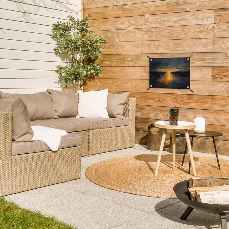 Gouden Reflectie op Water tuinposter los doek klein -sfeer4