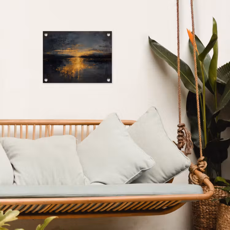 Gouden Reflectie op Water tuinposter los doek klein -sfeer7