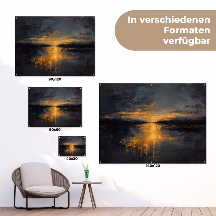 Gouden Reflectie op Water tuinposter los doek klein -Xsfeer9_DE