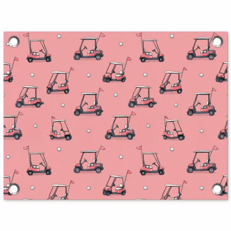 Golfkar - Retro - Roze tuinposter los doek klein 239 -3d