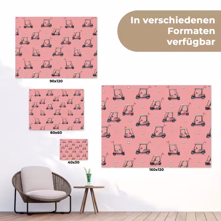 Golfkar - Retro - Roze tuinposter los doek klein 239 -Xsfeer9_DE
