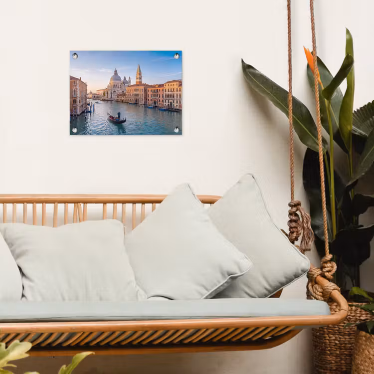 Gondel - Venetië - Kanaal - Stadsgezicht - Avondlicht tuinposter los doek klein -sfeer7