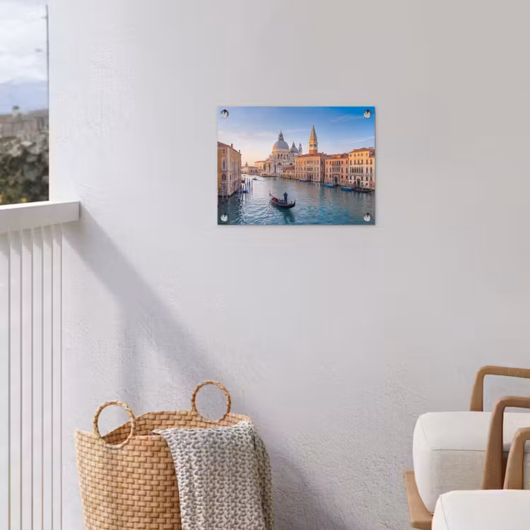 Gondel - Venetië - Kanaal - Stadsgezicht - Avondlicht tuinposter los doek klein -sfeer8