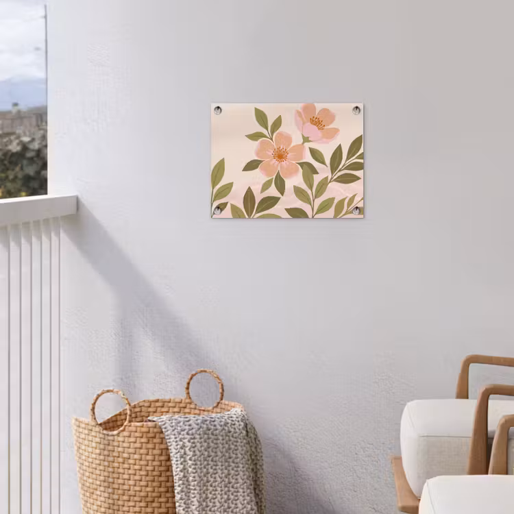 Grafisch - Bloemen - Roze tuinposter los doek klein -sfeer8