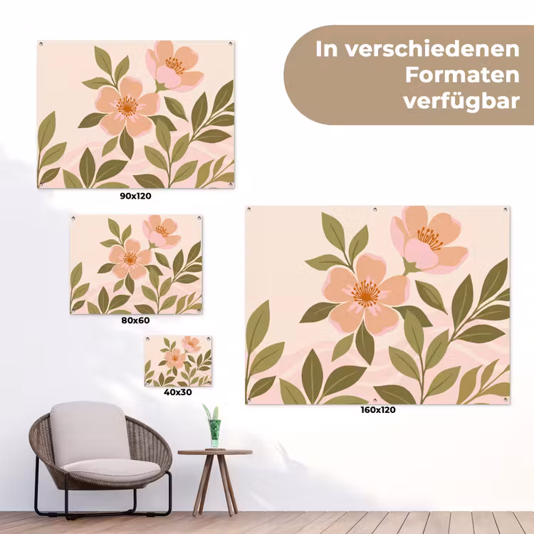 Grafisch - Bloemen - Roze tuinposter los doek klein -Xsfeer9_DE