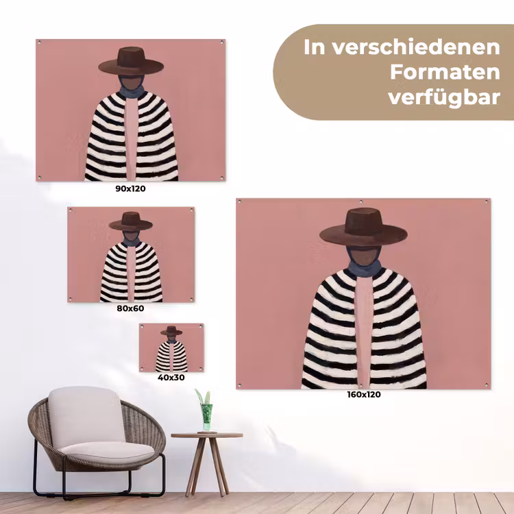 Grafisch - Vrouw - Roze tuinposter los doek klein -Xsfeer9_DE