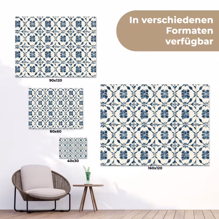 Grafisch - Tegel - Blauw tuinposter los doek klein 239 -Xsfeer9_DE
