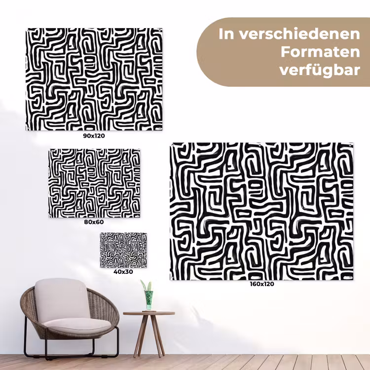 Grafisch - Lijnen - Zwart - Wit tuinposter los doek klein 239 -Xsfeer9_DE