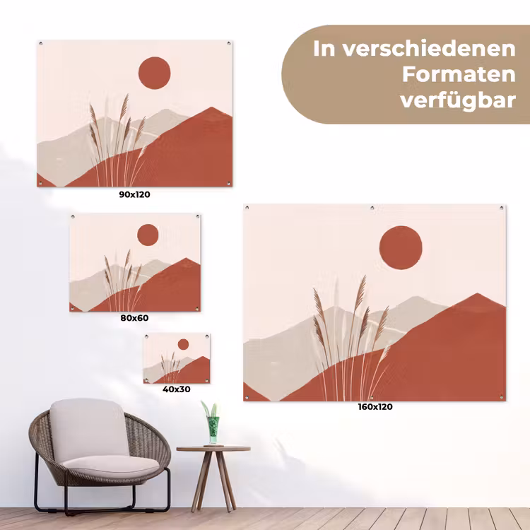 Gras - Landschap - Natuur - Abstract - Beige tuinposter los doek klein -Xsfeer9_DE