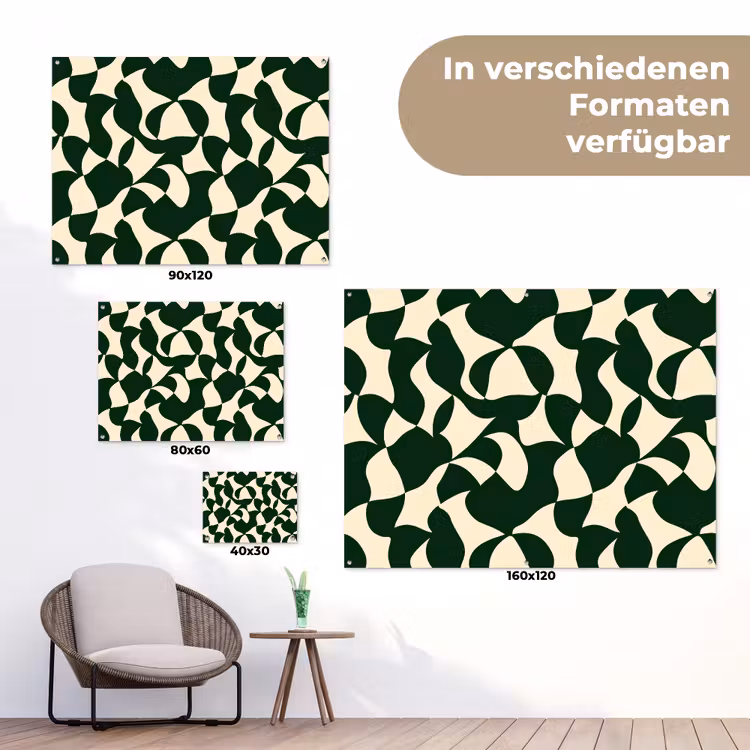 Groen - Organische vlakken - Crème tuinposter los doek klein 239 -Xsfeer9_DE