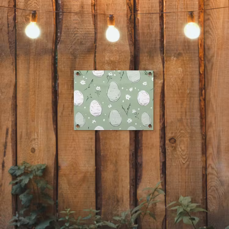 Groen - Eieren - Patroon tuinposter los doek klein -sfeer1