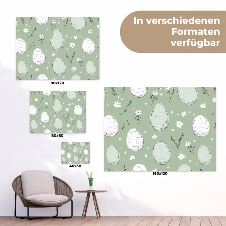 Groen - Eieren - Patroon tuinposter los doek klein -Xsfeer9_DE