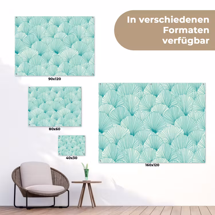 Groen - Wit - Ginko - Getekend - Textuur tuinposter los doek klein 239 -Xsfeer9_DE