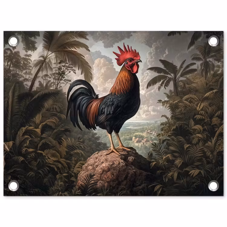 Haan - Rots - Landschap - Wolken tuinposter los doek klein -3d