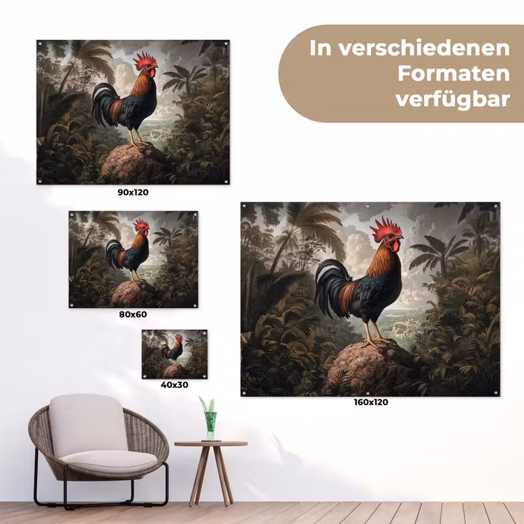 Haan - Rots - Landschap - Wolken tuinposter los doek klein -Xsfeer9_DE