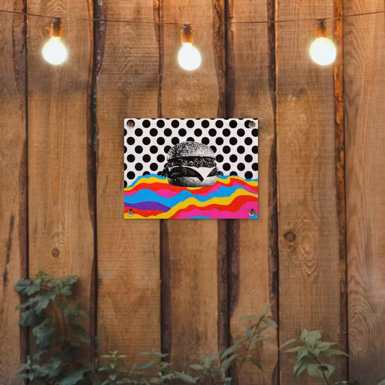 Hamburger - Stippen - Golven - Kleuren tuinposter los doek klein -sfeer1