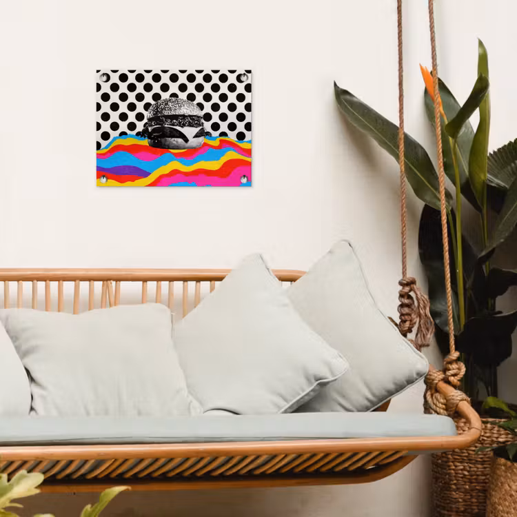Hamburger - Stippen - Golven - Kleuren tuinposter los doek klein -sfeer7