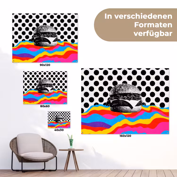Hamburger - Stippen - Golven - Kleuren tuinposter los doek klein -Xsfeer9_DE