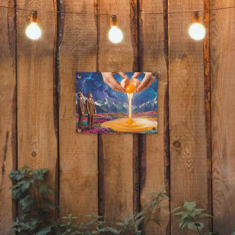 Gartenposter - Hände – Ei – Surrealismus - Handen - Ei - Surrealisme tuinposter los doek klein