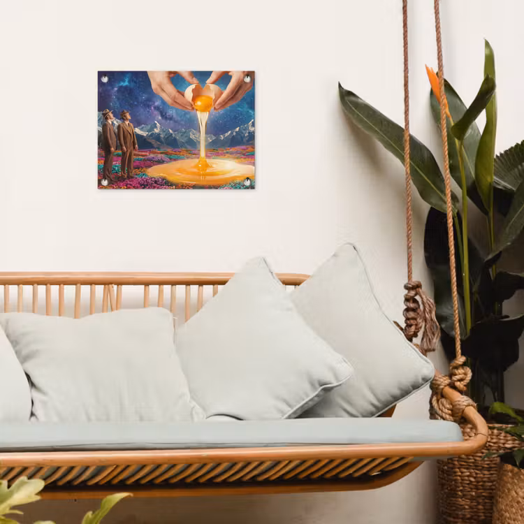 Gartenposter - Hände – Ei – Surrealismus - Handen - Ei - Surrealisme tuinposter los doek klein