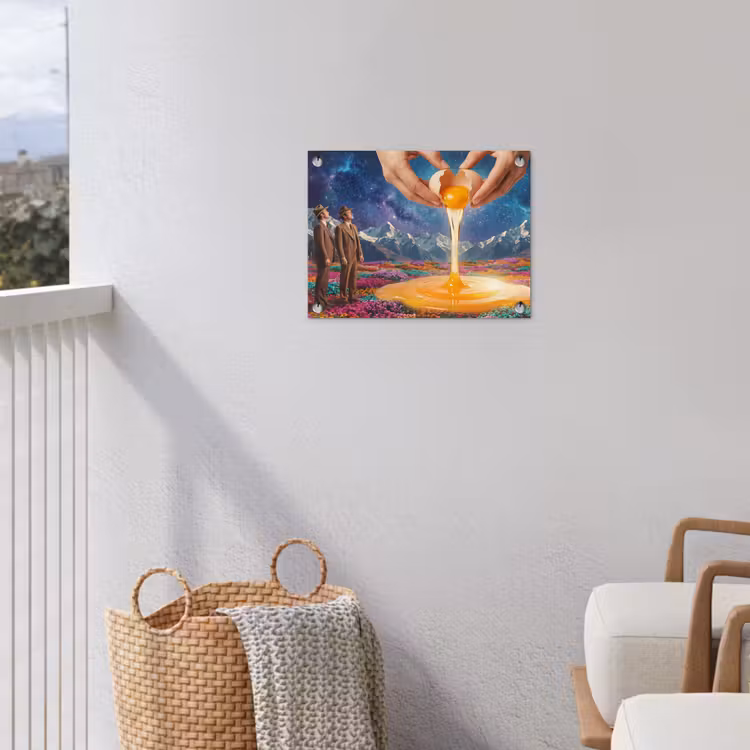 Gartenposter - Hände – Ei – Surrealismus - Handen - Ei - Surrealisme tuinposter los doek klein