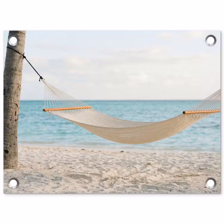 Hangmat - Strand - Wit tuinposter los doek klein -3d