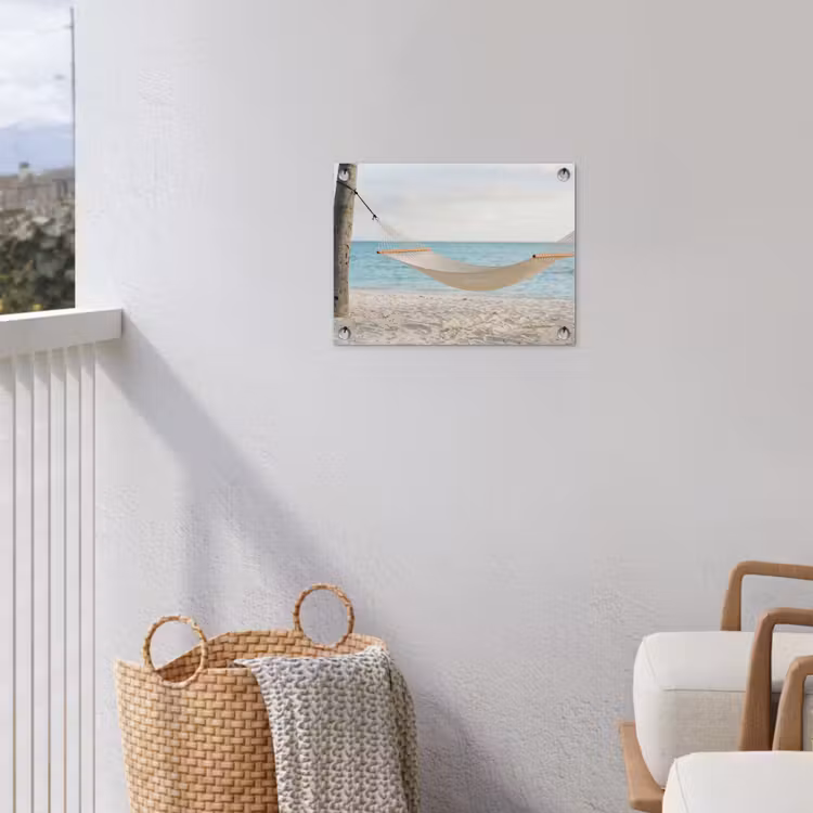 Hangmat - Strand - Wit tuinposter los doek klein -sfeer8