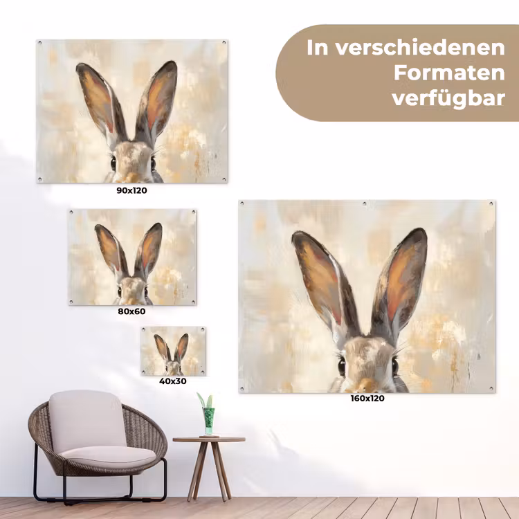 Haas - Oren - Bruin tuinposter los doek klein -Xsfeer9_DE