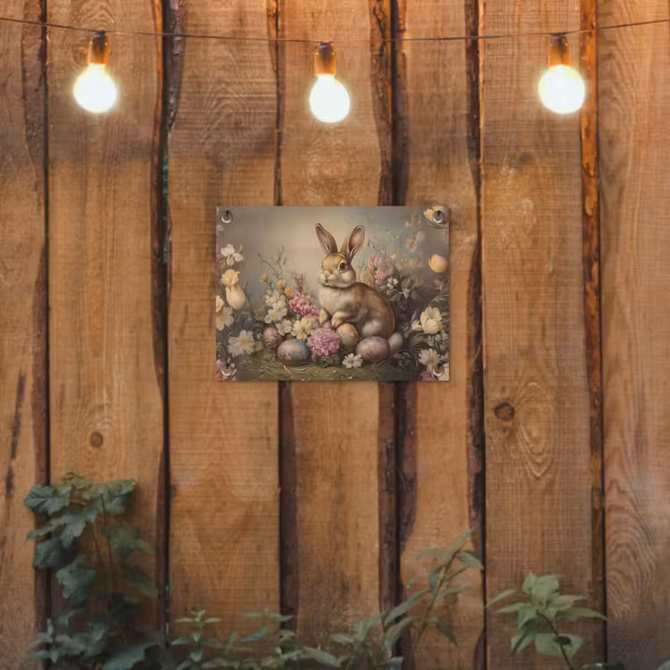 Haas - Stilleven - Bloemen tuinposter los doek klein -sfeer1