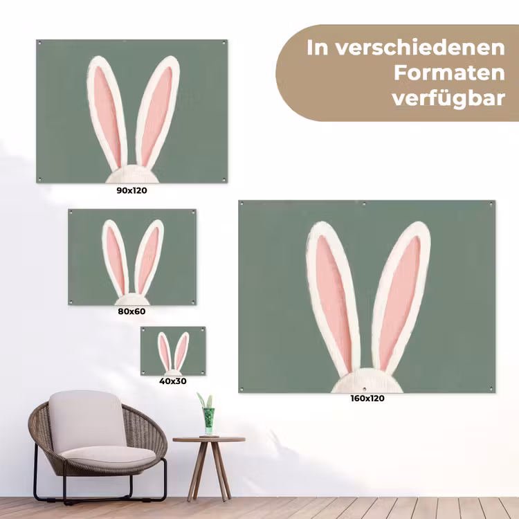 Hazen - Oren - Roze tuinposter los doek klein -Xsfeer9_DE