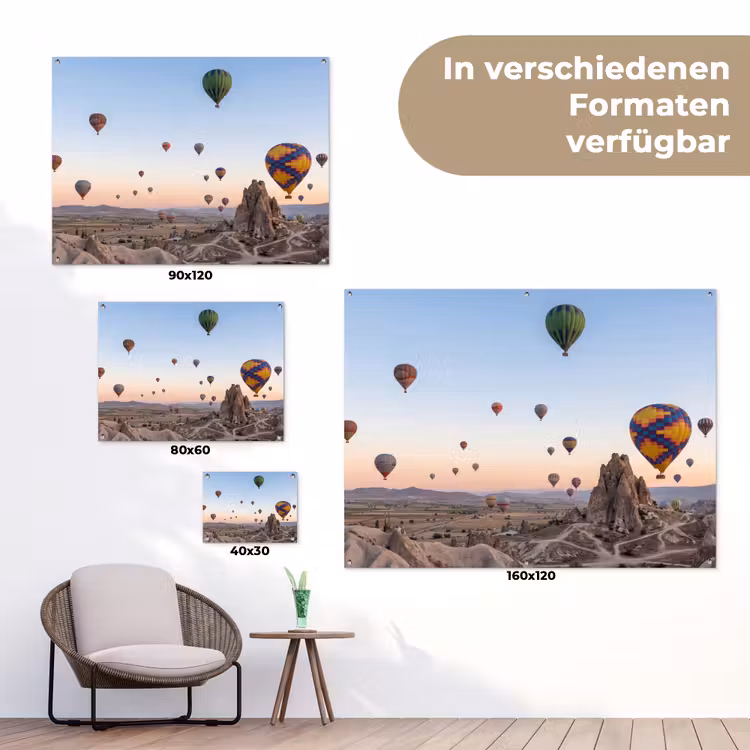 Luchtballonnen - Rotsen - Zonsopgang tuinposter los doek klein -Xsfeer9_DE