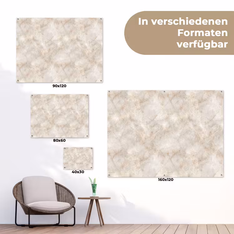 Lichtbeige - Goudbruine Nerven - Marmer tuinposter los doek klein 239 -Xsfeer9_DE