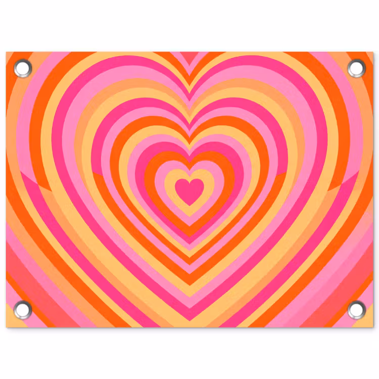 Hart - Concentrisch - Abstract - Liefde - Kleurrijk tuinposter los doek klein -3d